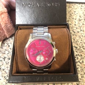 Michael Kors silver & pink watch